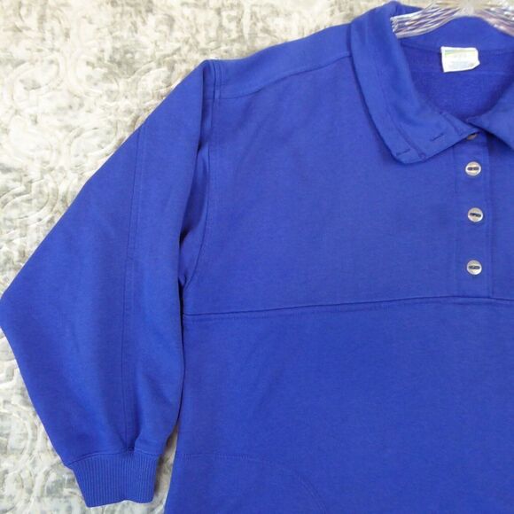 Vintage Mervyns Cheetah Sweatshirt Mens Large Blue 1/4 Button 3/4 Sleeve 90s - Picture 4 of 10